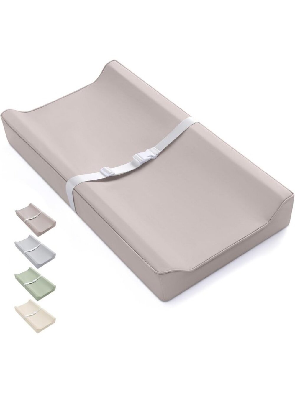 Vegan Leather Baby Changing Pad - Waterproof, Wipe-Clean, Cozy Diaper Mat, Taupe
